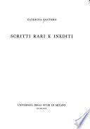 Scritti rari e inediti