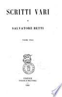 Scritti vari di Salvatore Betti