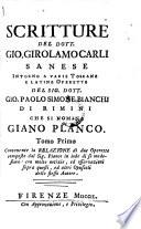 Scritture ... intorno a varie Toscane e Latine operette di Giovanni Paolo Simone Bianchi di Rimini, che si nomina Giano Placo etc