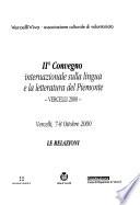 Secondo Convegno internazionale sulla lingua e la letteratura del Piemonte