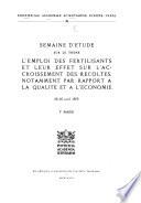 Semaine D'étude Sur Le Thème L'Emploi Des Fertilisants Et Leur Effet Sur L'accroissement Des Récoltes, Notamment Par Rapport À la Qualité Et À L'économie, 10-16 Avril 1972