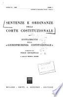 Sentenze e ordinanze della Corte costituzionale