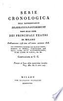 Serie cronologica della rappresentazioni drammatico-pantomimiche posta sulle scene dei principali teatri di Milano ... compilazione di G. C. (etc.)