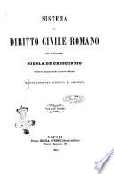 Sistema del diritto civile romano per l'avvocato Nicola De Crescenzio