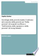 Sociologia della povertà Analisi. Confronto del concetto della povertà nei Della povertà di Leopold von Wiese e Dell'avarizia, dello sperpero e della povertà di Georg Simmel