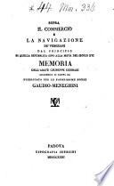 Sopra il commercio e la navigazione de' Veneziani dal principio di quella repubblica sino alla meta del secolo 16. Memoria