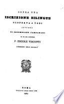 Sopra una iscrizione bilingue scoperta a Todi lettera di Secondiano Campanari al ch. sig. cavaliere P. Ercole Visconti commissario delle antichità