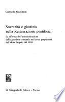 Sovranità e giustizia nella Restaurazione pontificia