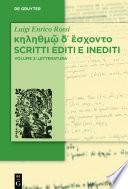κηληθμῷ δ ̓ ἔσχοντο Scritti editi e inediti