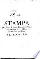 Stampa del rev. Romolo Romelini primo prozionario della chiesa parrocchiale di Borno al Taglio