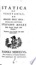 Statica de Vegetabili ed analisi dell'aria