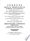 Statuti della mercanzia di Brescia e suo distretto