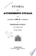 Storia degli avvenimenti d'Italia dopo l'esaltazione di Pio 9. al pontificato