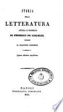 Storia della letteratura antica e moderna