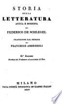 Storia della letteratura antica e moderna
