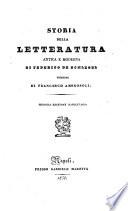 Storia della letteratura antica e moderna