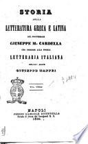Storia della letteratura greca e latina del professore Giuseppe M. Cardella