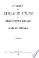 Storia della letteratura italiana dalla metà del settecento ai giorni nostri