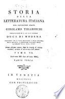 Storia della letteratura italiana del cavaliere abate Girolamo Tiraboschi ..