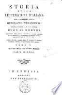 Storia della letteratura italiana del cavaliere abate Girolamo Tiraboschi ..