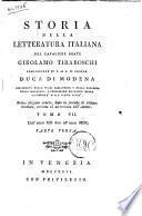 Storia della letteratura italiana del cavaliere abate Girolamo Tiraboschi ..