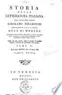 Storia della letteratura italiana del cavaliere abate Girolamo Tiraboschi ..