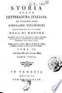 Storia della letteratura italiana del cavaliere abate Girolamo Tiraboschi ... Tomo 1. [-9.]