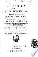 Storia della letteratura italiana del cavaliere abate Girolamo Tiraboschi ... Tomo 1. [-9.]