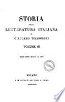 Storia della letteratura italiana di Girolamo Tiraboschi