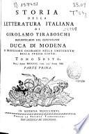 Storia della letteratura italiana di Girolamo Tiraboschi ...