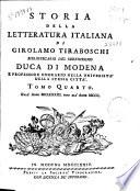 Storia della letteratura italiana di Girolamo Tiraboschi ...