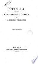 Storia della letteratura italiana di Girolamo Tiraboschi