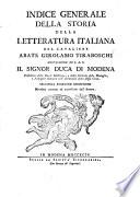 Storia della letteratura italiana: Indice generale