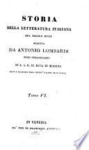 Storia della letteratura italiana nel secolo XVIII.