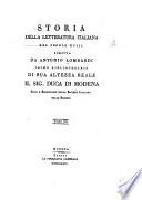 Storia della letteratura italiana nel secolo XVIII scritta da Antonio Lombardi