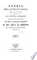 Storia della letteratura italiana nel secolo XVIII scritta da Antonio Lombardi