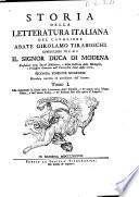 Storia della letteratura italiana: Storia della letteratura degli Etruschi, e de' popolo della Magna Grecia, e dell' antica Sicilia, e de' Romani fino alla morte d' Augusto