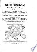 Storia della letteratura italiana. [With] Indice generale