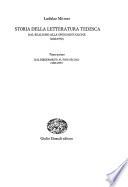 Storia della letteratura tedesca: Dal Diedermeier [sic] al fine secolo. (1820-1890)