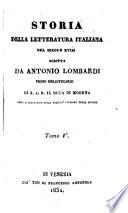 Storia della Litteratura Italiana nel Secclo decimo-ottavo