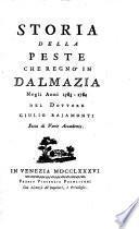 Storia della Peste, che regno in Dalmazia negli Anni 1783-1784
