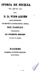 Storia di Sicilia dal 1556 al 1750, per servire di continuazione a quella del Fazello, volgarizzata da G. Bertini, con note