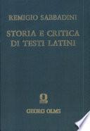 Storia e critica di testi latini