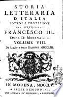 Storia letteraria d'Italia divisa in tre libri, il primo, e secondo de' quali trattano de' migliori libri usciti in Italia dal settembre 1748. fino al settembre 1749. Contiene il terzo importanti notizie di scuole introdotte, di musei, di osservazioni matematiche, di nuovi ritrovati, di scoperte anticaglie, di uomini illustri trapassati, e delle gesta loro