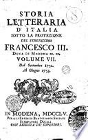 Storia letteraria d'Italia divisa in tre libri, il primo, e secondo de' quali trattano de' migliori libri usciti in Italia dal settembre 1748. fino al settembre 1749. Contiene il terzo importanti notizie di scuole introdotte, di musei, di osservazioni matematiche, di nuovi ritrovati, di scoperte anticaglie, di uomini illustri trapassati, e delle gesta loro