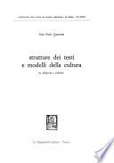 Strutture dei testi e modelli della cultura