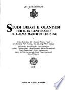 Studi belgi e olandesi per il IX centenario dell'Alma Mater bolognese