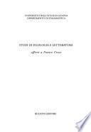 Studi di filologia e letteratura
