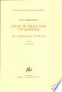 Studi di filologia umanistica. Vol III, Umanesimo Italiano