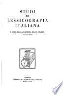 Studi di lessicografia italiana